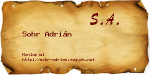 Sohr Adrián névjegykártya